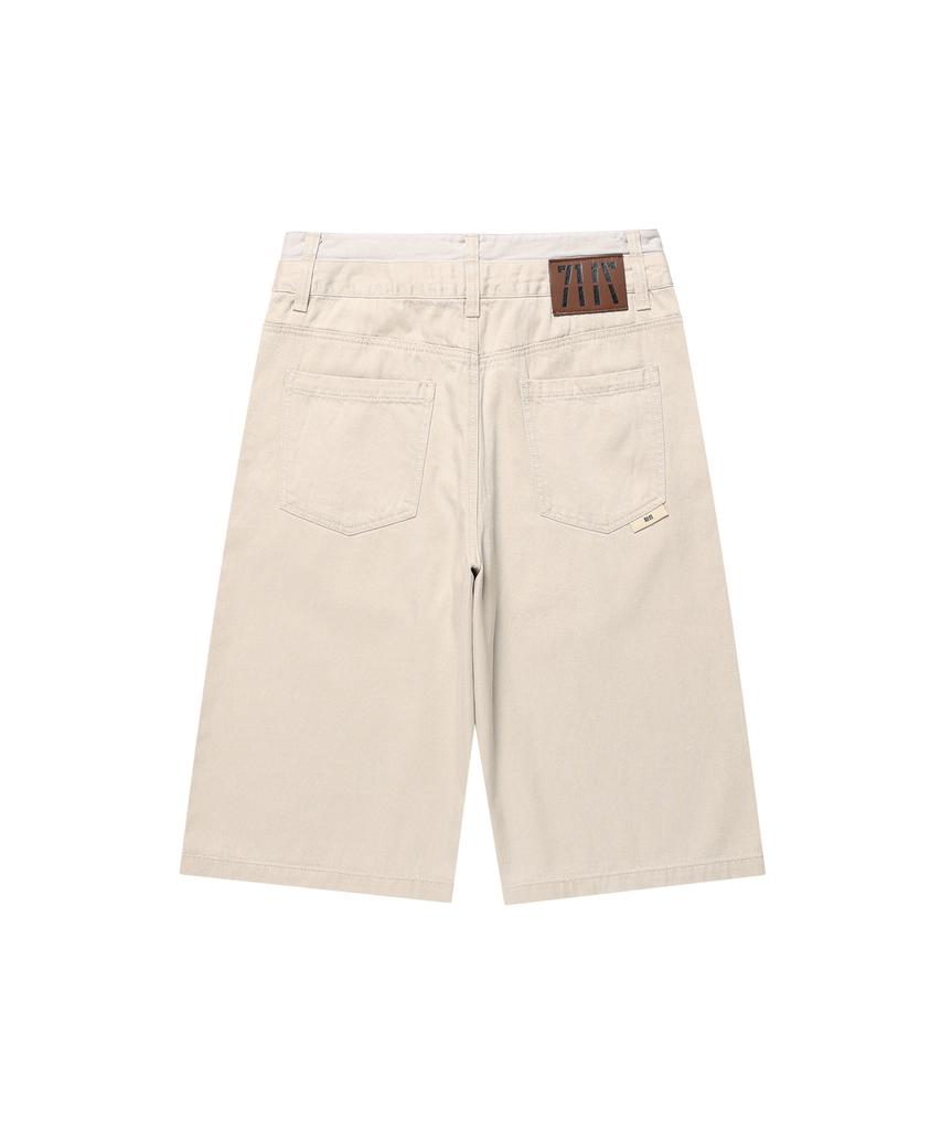 Gicheol Double Waist Bermuda Cotton Pants (Beige)