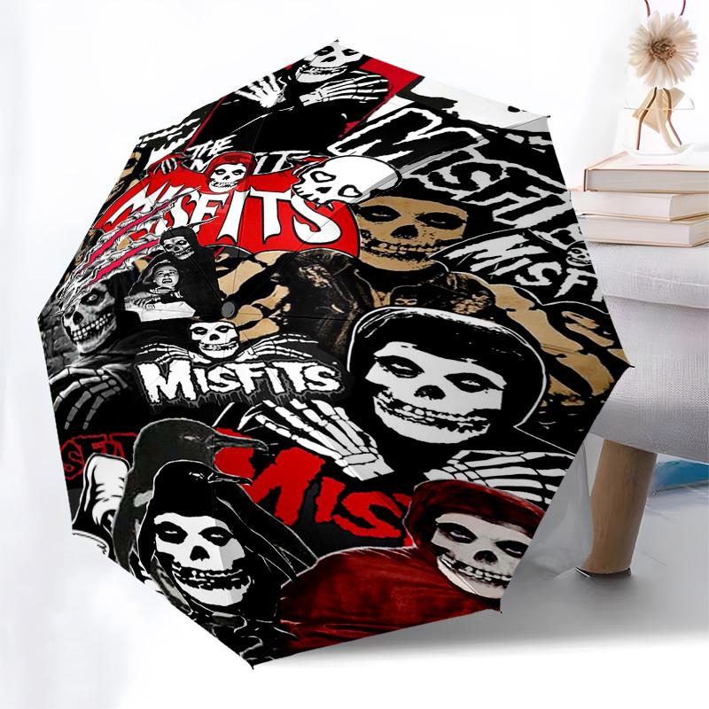 1pc Misfits Skulls Automatic Open, Windproof, Compact Travel Umbrella, Gift for Birthday, Christmas, Business 93028