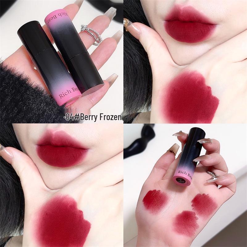 

RichBear Стойкая бархатно-матовая помада-мусс для губ - Гладкий и доступный студенческий блеск для губ