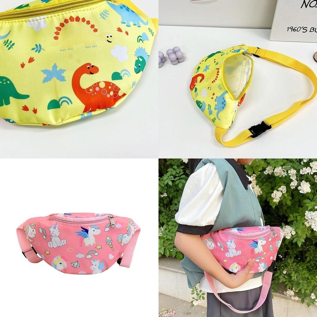 Cute Unicorn Kids Waist Bag Cartoon Dinosaur Shoulder Bag Nylon Material Lightweight And Theft-proof