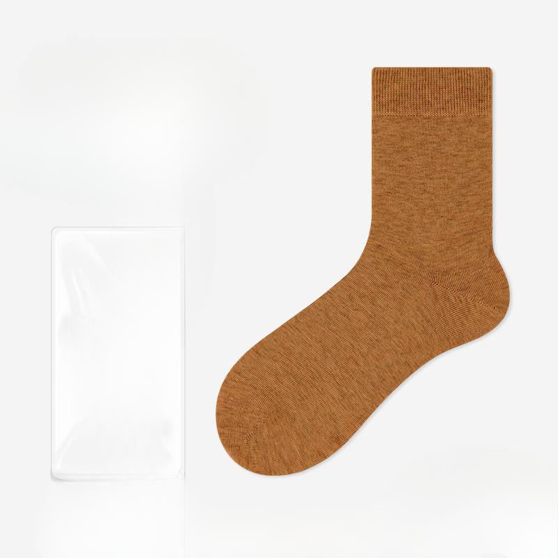 

Мужские осенние однотонные деловые бесшовные хлопковые носки средней длины 1 pair