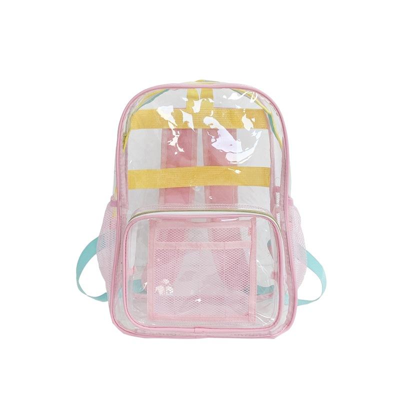 

Color dopamine contrasting color transparent PVC backpack Korean version trend transparent student bag PVC bag