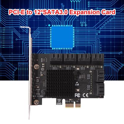 SA3112J PCIE Adapter 12 Port 6Gbps PCI-Express X1 To SATA 3.0 Controller Cards Riser Expansion Card Controller