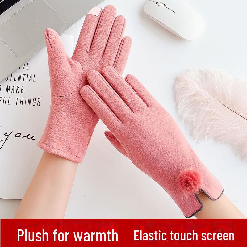 

Милые женские перчатки из меха норки для сенсорных экранов — теплые, плюс бархат, идеально подходят для езды на велосипеде и вождения One Size розовый