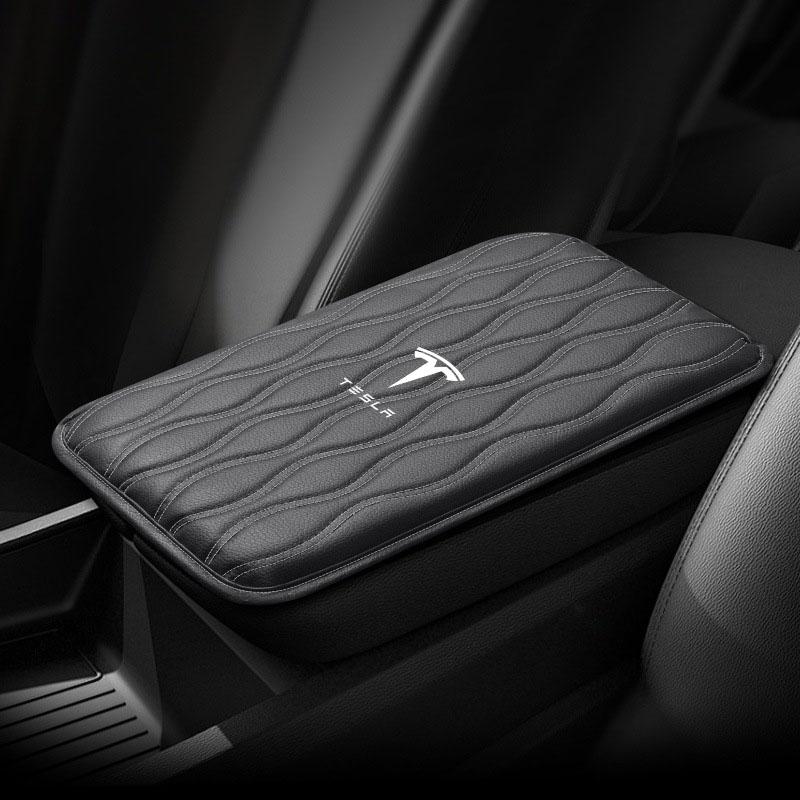 1Pcs Leather Auto Armrest Pads Protective Waterproof Hand Cushion For Tesla Model 3 Model X S 2016-2023  Model Y Decals TM3 TMX