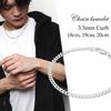Shinjuku Gin No Kura 3.3mm Wide Curb Chain Silver 925 Bracelet, 19cm, Men's, Simple, Elegant, Slim Fit