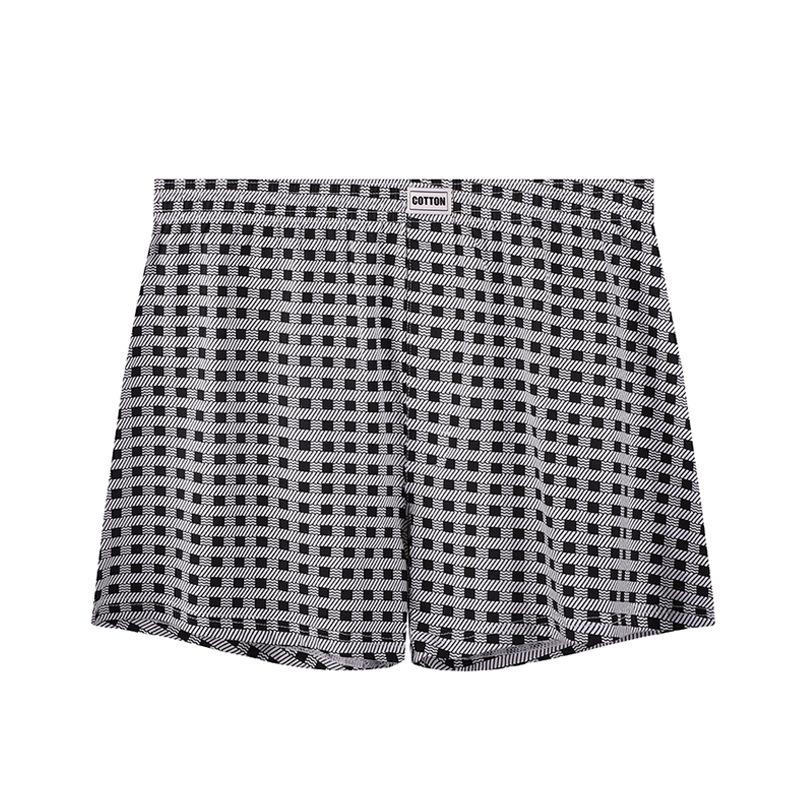 Huajielong Men s Plus Size Cotton Mid-Waist Breathable Plaid Boxer Briefs L чёрный