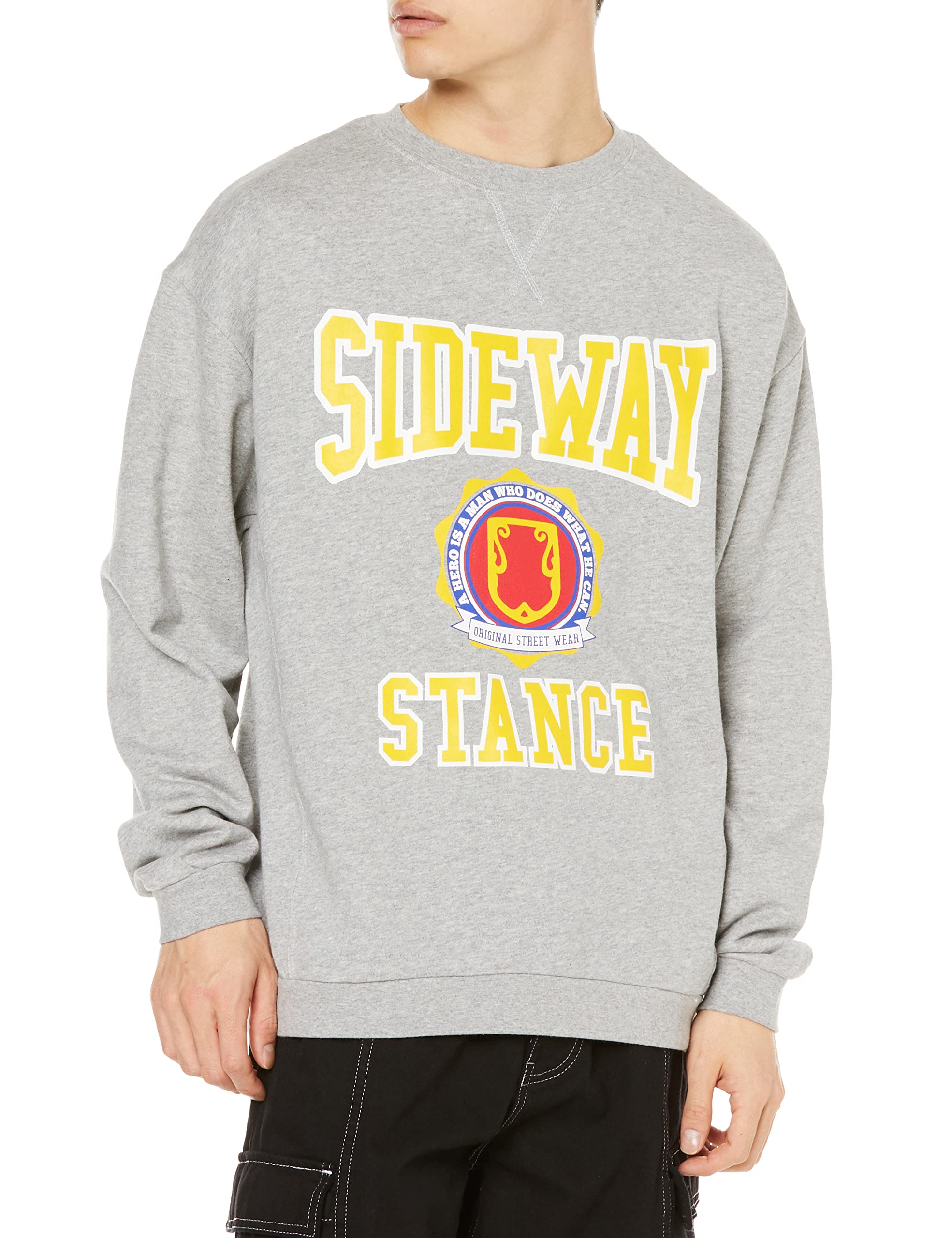 

IMPROVES SIDEWAYSTANCE Men s Crew Neck Print Sweatshirt, 70069, Heather Gray, Size M