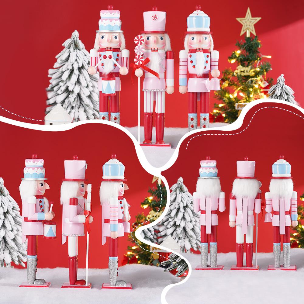 38CM Christmas Nutcracker Macaron-themed Soldiers Handcrafted Nutcracker Soldier Christmas New Year Festival Decoration Gift