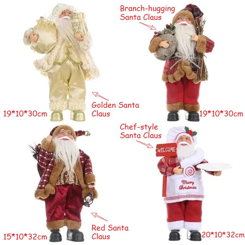1~4PCS 2026 Christmas Decoration for Home Santa Claus Plush Doll 12in Navidad Party Decor Xmas Ornaments New Year Gift