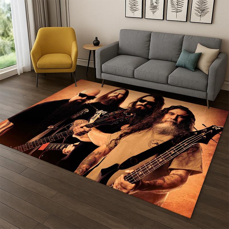 3D Slayer Heavy Metal Rock Band Schild Teppich Teppich für Schlafzimmer Wohnzimmer Sofa Fußmatte Heimdekoration, Kinder Spielbereich Teppich Rutschfest