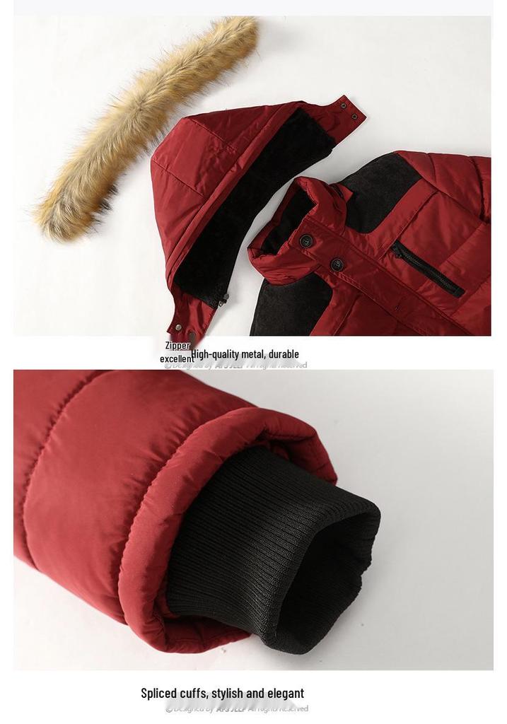 Men's Winter Thick Hooded Jacket with Fur Collar - Warm, Loose, Casual Outdoor Top