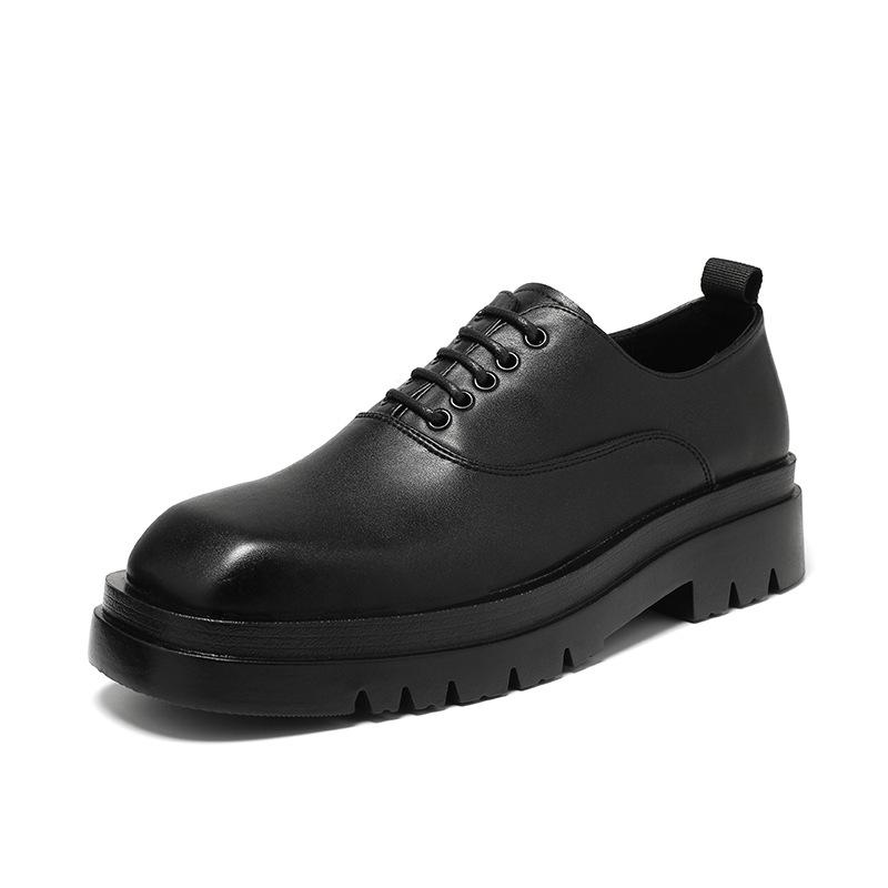 

Мужская повседневная обувь в британском деловом стиле, кожаные туфли, мужские весенние кожаные туфли с мягкой подошвой для жениха и шафера 20182-R 44 чёрный