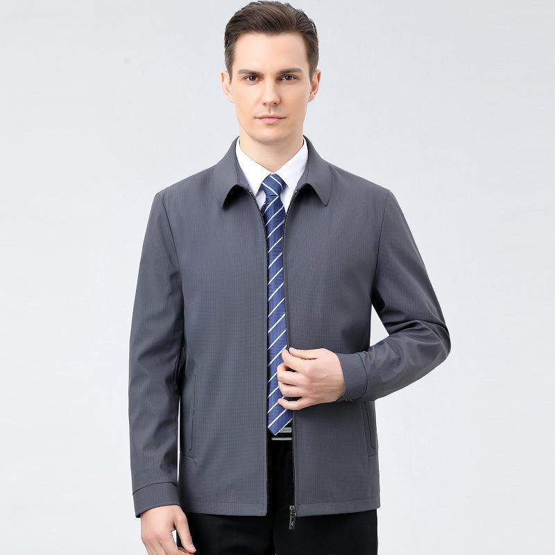 Mulberry Silk Men's Lapel Jacket, 2024 Autumn/Winter Business Casual, Plus Size Outerwear for Middle-Aged Cadre.