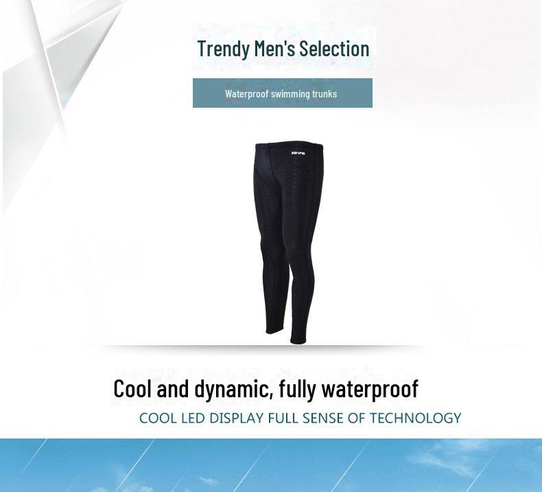 Men's Sharkskin-Effect Sun-Proof Quick-Dry Long-Leg Water-Repellent Swim Trunks