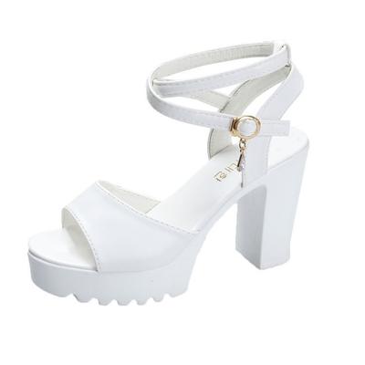 Women's Sandals Casual High Heels 2024 Summer New  Thick Heel  Water Diamond Fish Mouth Women's Sandals Shoes for Women