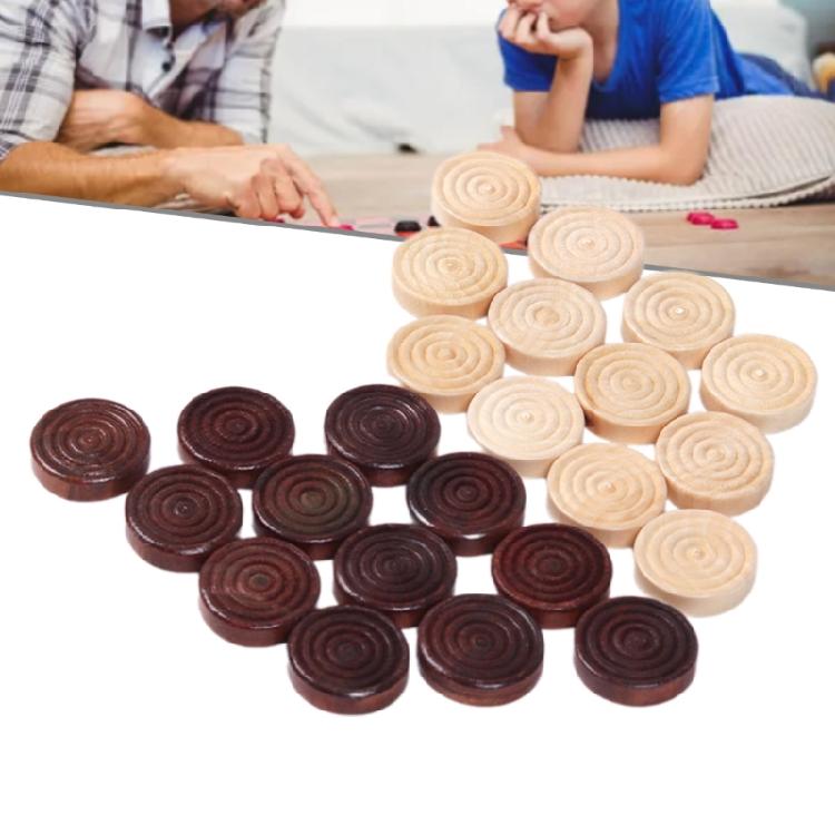 24Pcs Chess Accessories Puzzle Toy Travel Set Checker Pieces Wood Checker Set Backgammon Accessories Wood Chess Pieces