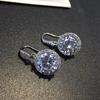 High-End European & American Style Luxury Zircon Round Drop Earrings with Korean Stud Design and Women's Ear Hooks
