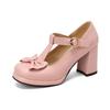 Buty Mary Jane Princess Lolita Damskie Szpilki Różowe Białe Kokardka Damskie Platforma Obcas Moda Czółenka Buty Imprezowe Rozmiar 33-43