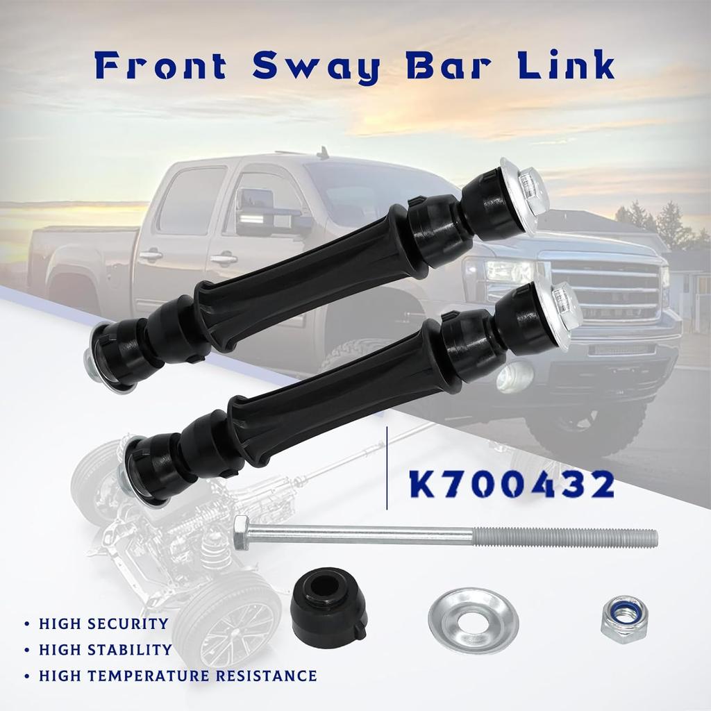 Sway Bar Links, K700432 K700538 Front Stabilizer End Link Suspension Kit Replacement For Chevrolet Silverado 1500 Avalanche Suburban Tahoe Cadillac