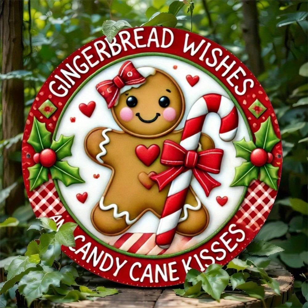 Gingerbread Tin Sign Christmas Kitchen Decor Metal Wall Art
