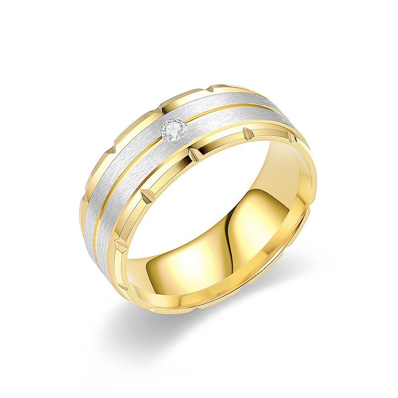 Trendy European & American Titanium Steel Ring with Micro-Inlaid Zircon for Couples