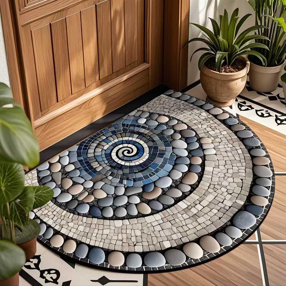 Retro American Semicircle Dirt-Resistant Easy-Clean Crystal Velvet Doormat
