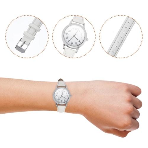 POPETPOP Women's Watch, Cute, Waterproof, Analog Quartz Movement, White, 23.5x3cm, for Work, Girls, Kids, and Students