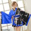 Casual Oiran Mini Kimono Dress Bicolor Kimono Cosplay Kimono Dress Mini Length Japanese Pattern Japanese Pattern Courtesan Costume Yosakoi Costume