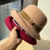 French Retro Small Fragrance Style Wool Fisherman Hat for Women In Autumn and Winter Hepburn Style Curled Basin Hat Elegant Gold Gift Hat