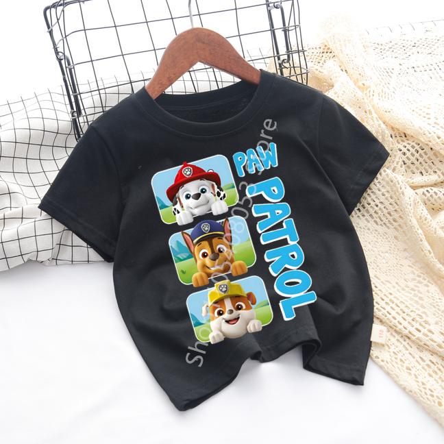 Paws Patrols Cool TShirt Skye Chase Summer Oneck Tops Boy Girl Number Tees Animal Baby Birthday Clothes Cartoon Casuals Tops