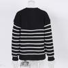 Striped Sweater Women Knitted Pullovers Autumn Winter Fashion Zipper Jumpers Long Sleeve Half High Collar Loose Pullover