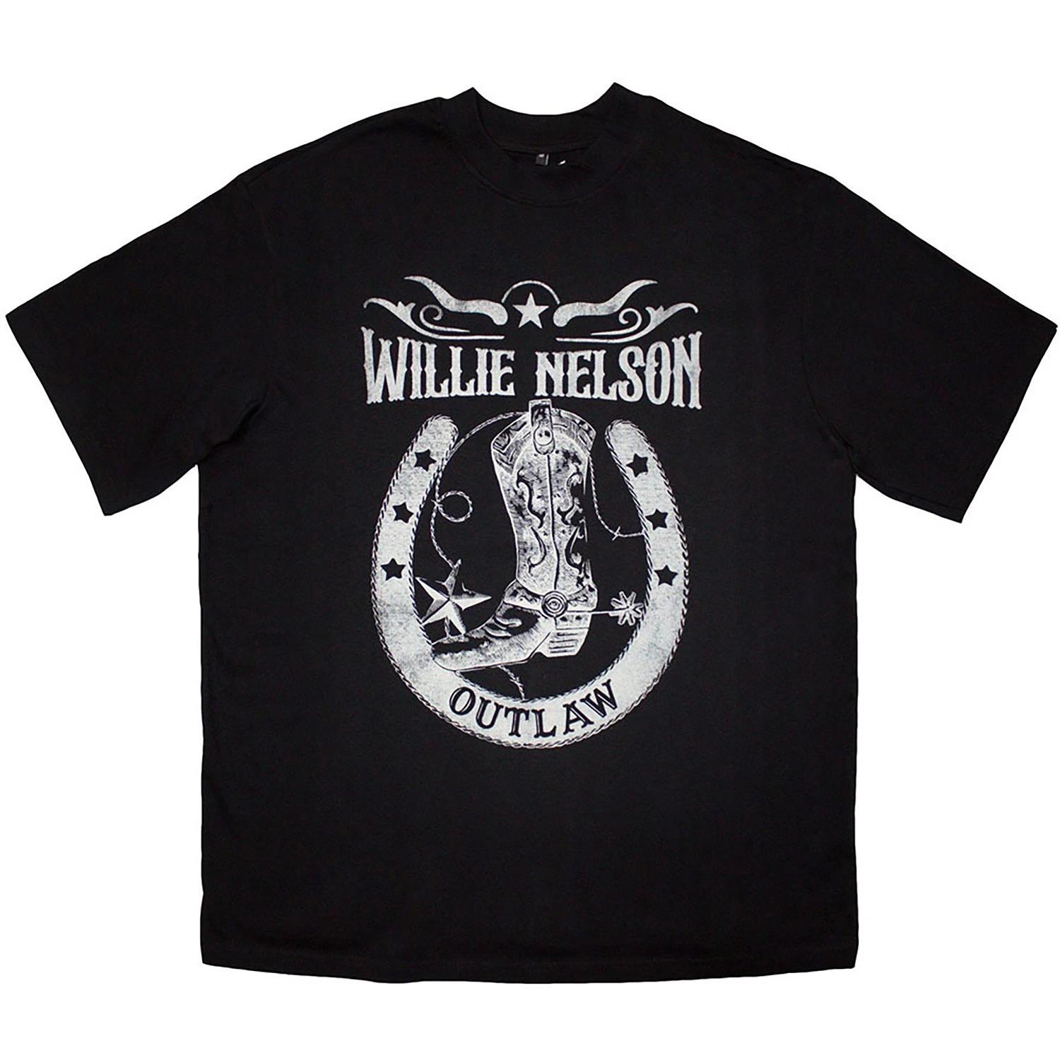 Мужская футболка Willie Nelson Outlaw Оверсайз Прямая Винтажная Т-shirt Маленький Черный XL
