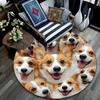 Corgi Round Area Rug,Carpet Rug for Living Room Bedroom Sofa Playroom Decor,Non-slip Floor Mat