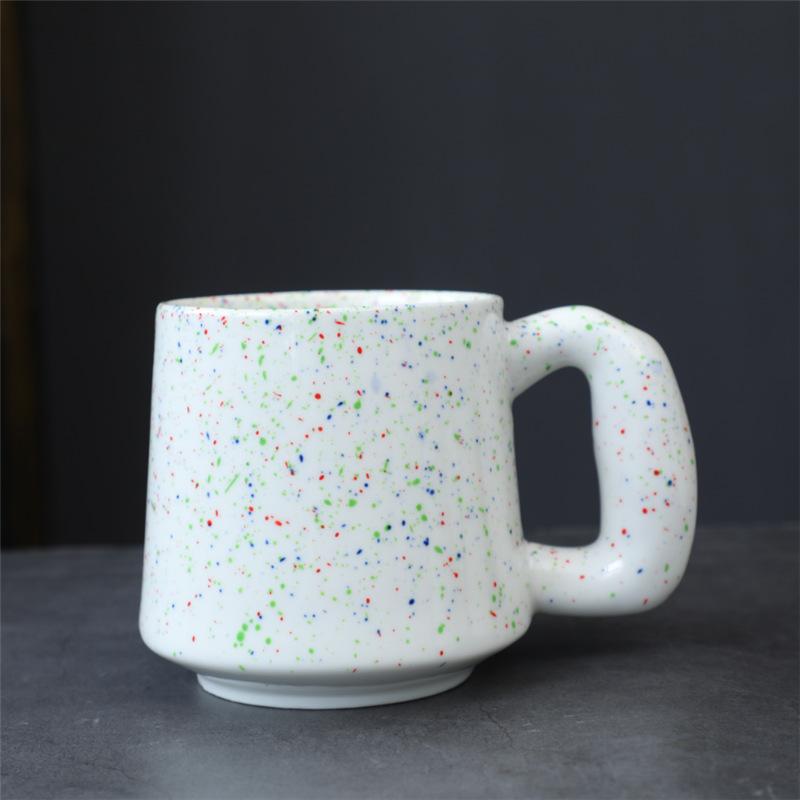 Chubby Ceramic Creative Water Cup Korean Ink Splashing Breakfast Ceramic Couple Cup Personalized Coffee Cup
