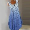 Women's Casual Loose Round Neck Floral Gradient Sleeveless Vest Dress