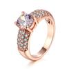 Double Fair Women's Engagement Rings Rose Gold Color Crystal Fashion White CZ Stone Wedding Ring Jewelry For Women DFR061