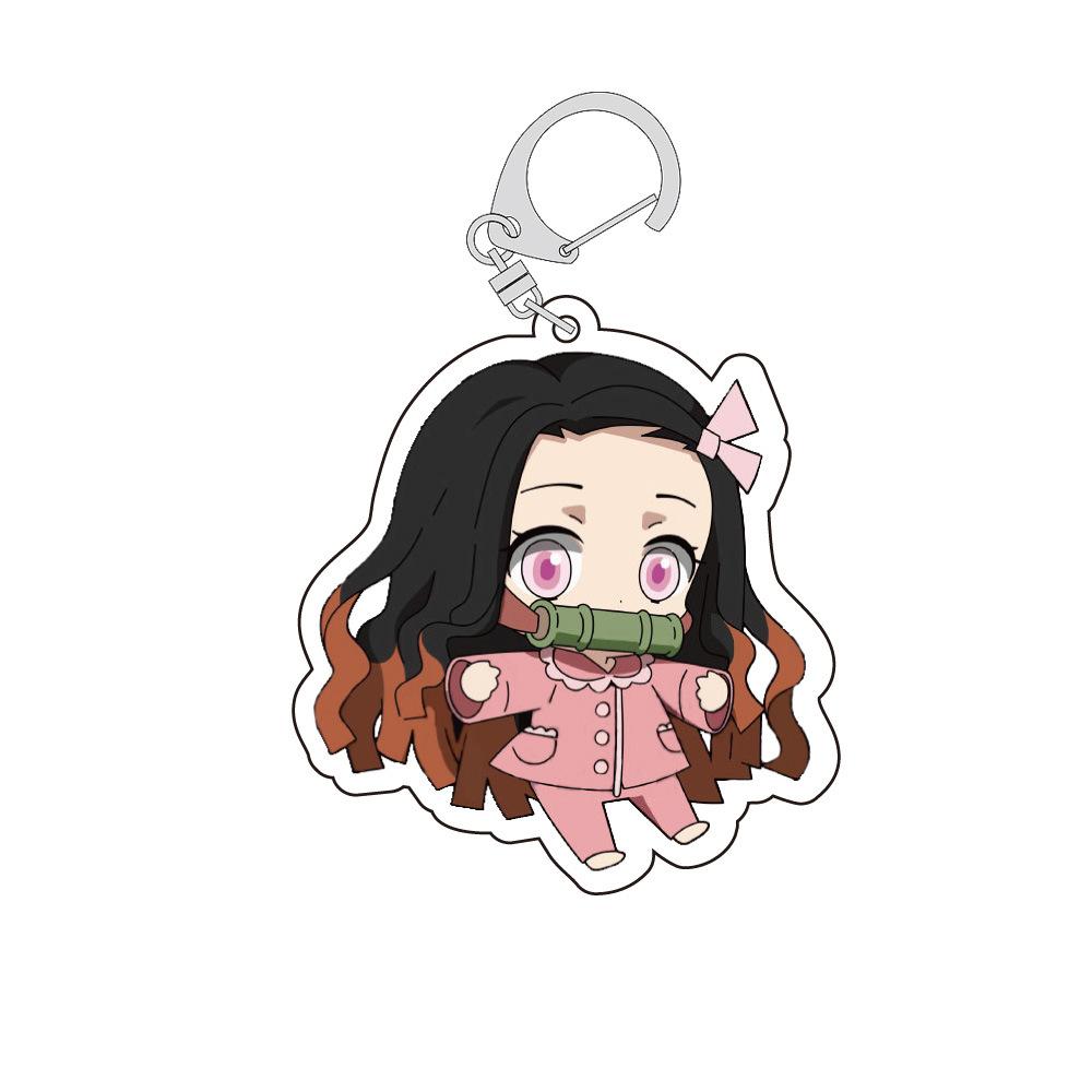 Demon Slayer Kimetsu no Yaiba Anime Pajamas Series Tanjiro Kamado Tokito Muichiro Acrylic Double Sided Lovely Keychain Transparent