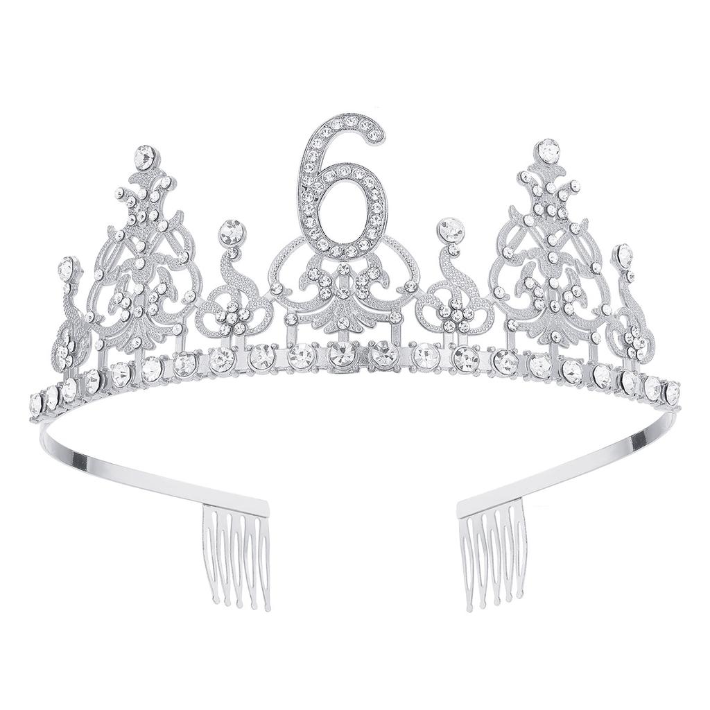 Fashion Alloy Digital Crown With Diamond Tiara 18Th Birthday Party Pearl Alloy Headband