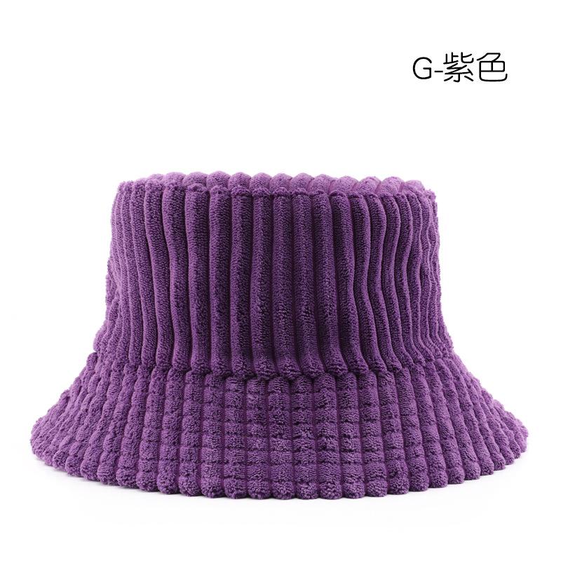 

Персоналізований осінньо-зимовий однотонний вельветовий капелюх-відро для активного відпочинку, подорожей, теплий, від холоду, капелюх-панама фіолетовий