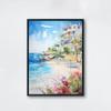 Watercolor Style Mediterranean Coast Sea Poster Seaside Landscape Prints Canvas Painting Wall Art Pictures Home Room Beach Decor