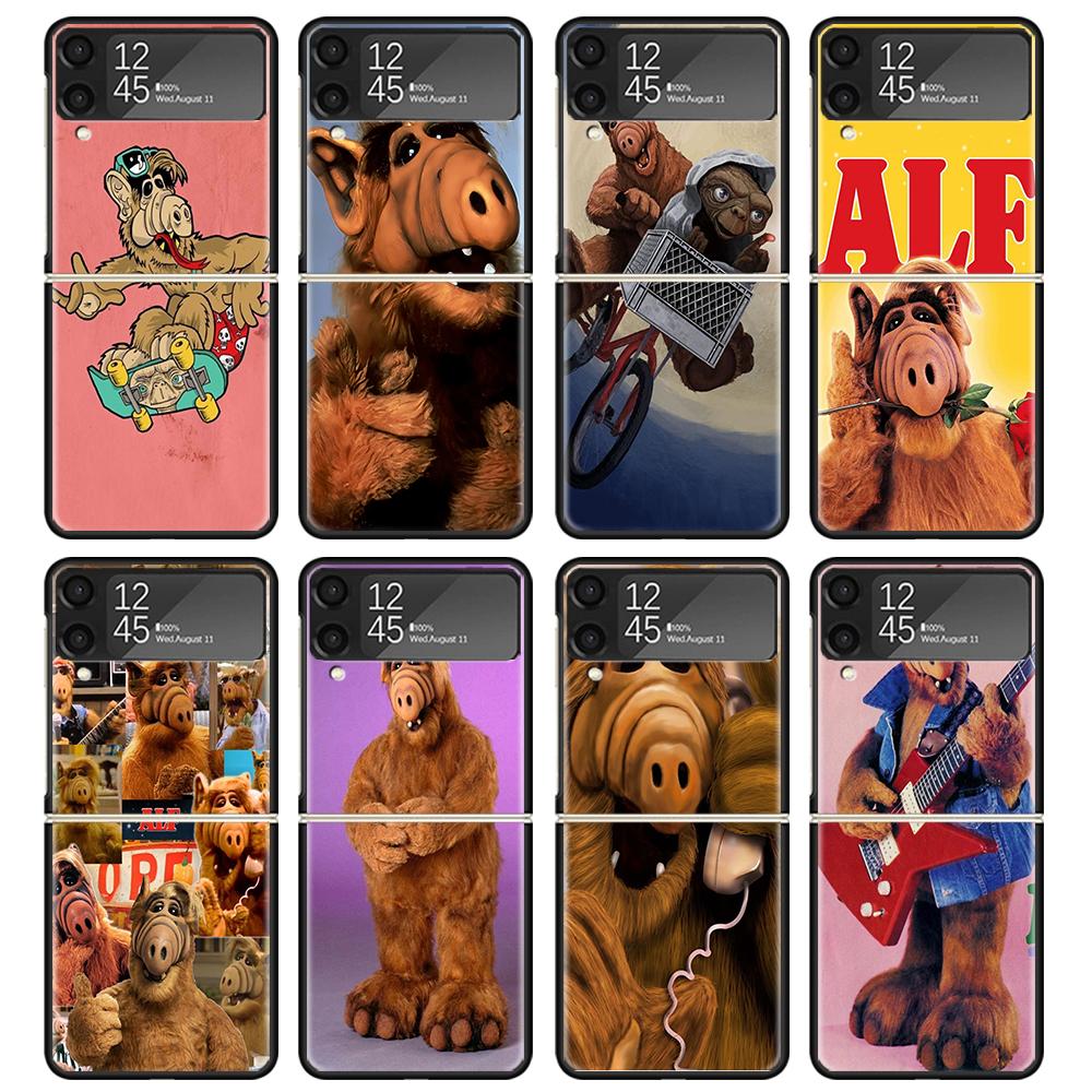 A-Alf TV Series Black Phone Case For Samsung ZFlip7 ZFlip6 ZFlip5 ZFlip4 ZFlip3 5G Hard Protective Galaxy Z Flip 3 4 5 6 7