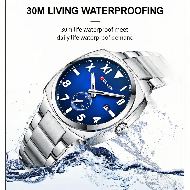 CURREN Waterproof Luminous Men's Calendar Watch Men's Stainless Steel Business Quartz Watch