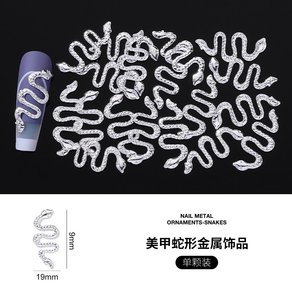 

Year Of The Snake Nail Art Jewelry Dark Alloy Gold Silver Metal Snake Ornament Diy Nail Patch