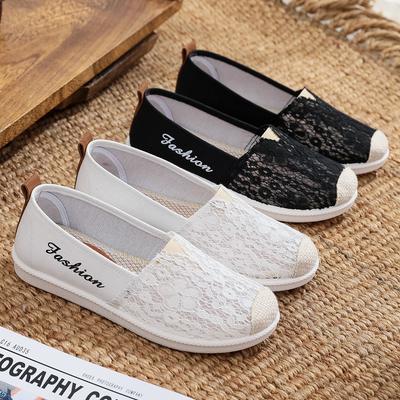 Old Beijing Cloth Shoes Women's Mesh Shoes Summer Breathable Hollow Soft Sole Mother Shoes Fisherman Shoes One Pedal Flat Casual Shoes
