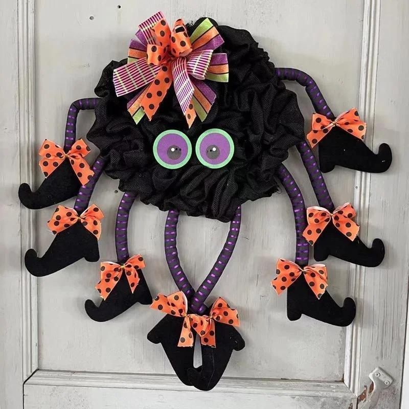 Хэллоуин Новый Многоногий Паук Подвеска на Дверь Креативное Тканевое Украшение Венок Декор для Вечеринки на Хэллоуин Подвеска Венок Оптом A