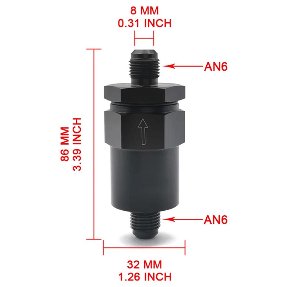

Aluminum Black 6AN Inline Fuel Filter 30 Micron