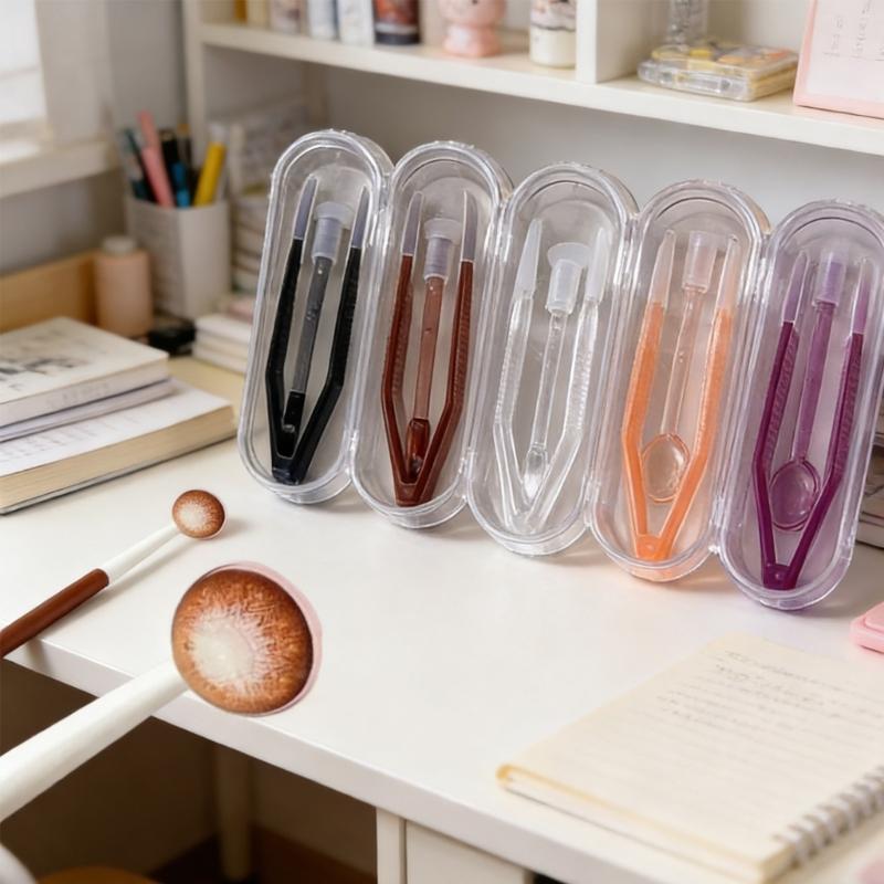 Pack of 20 Plastic Contact Lenses Applicator Tweezers and Suction Cup Stick Set for Easy Wearing and Removal Easy To Use