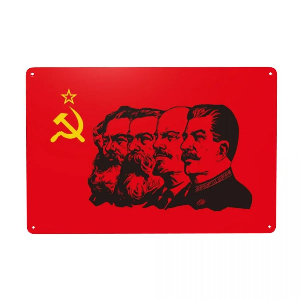 Vintage Allied Nations Joseph Stalin Metal Tin Sign Rectangle USSR Communist Russia Signs Plaque Gate Garden Bars Wall Art Decor