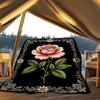 1pc Rose , Floral Outdoor Flannel Blanket Soft All Season Polyester Throw , Perfect for Picnics & Travel , Picnic Accessory